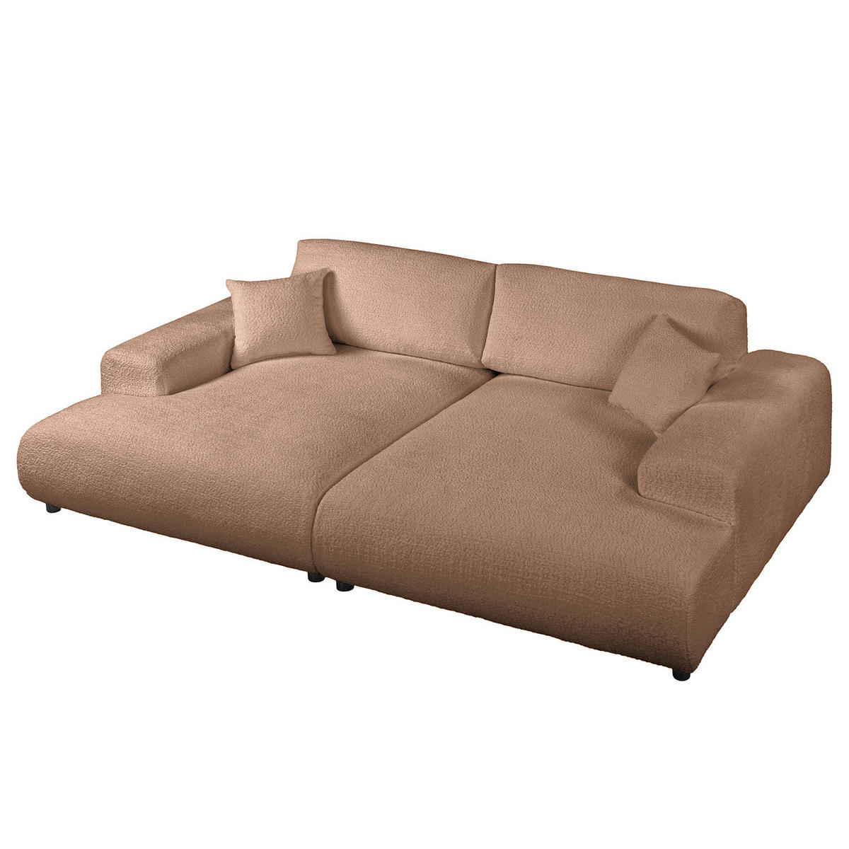 BIGSOFA - Hellbraun/Schwarz, Kunststoff/Textil (237/79/144cm) - home24
