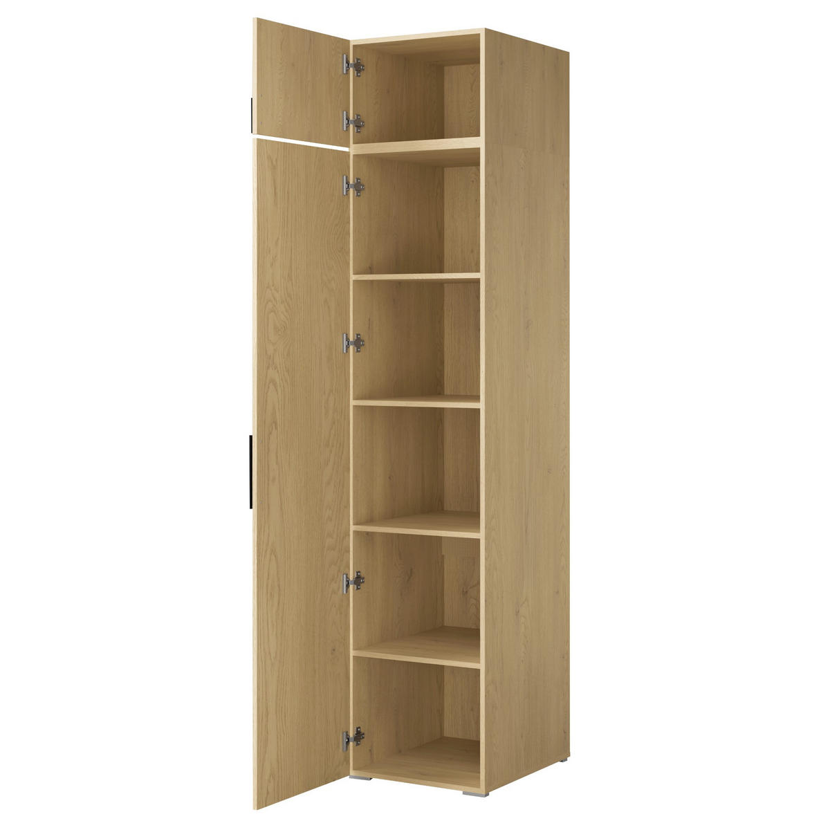 DREHTÜRENSCHRANK mit Einlegeböden und Aufsatz Napoli 1D 50 Eiche Cremona (schwarzer oder goldener Griff) - Eichefarben/Silberfarben, Holzwerkstoff/Kunststoff (50/35/60cm) - mzm24