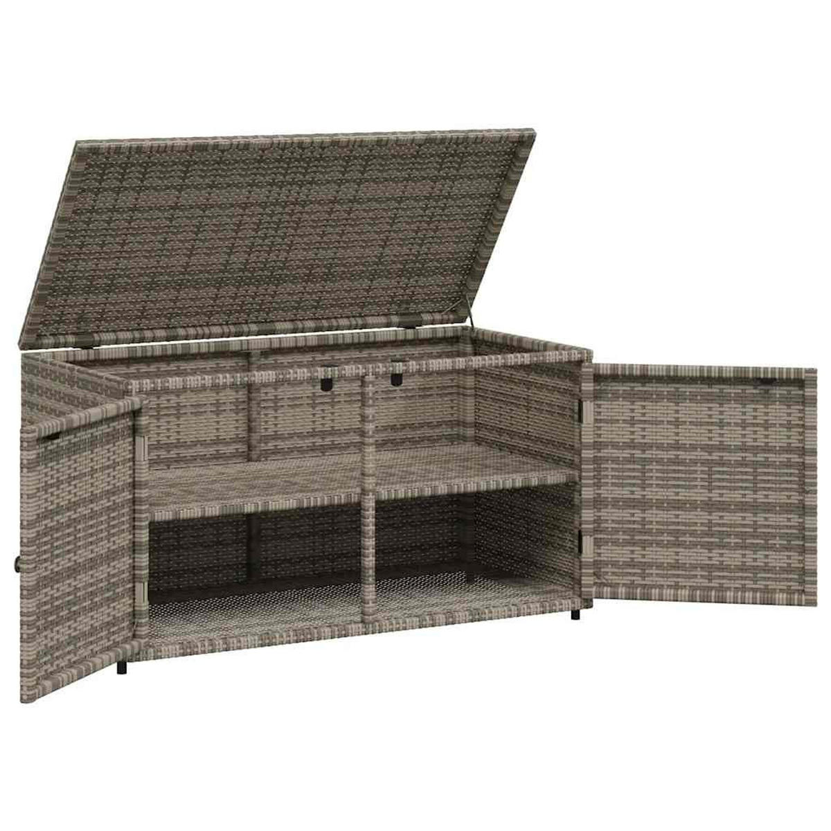 GARTENSCHRANK Grau 110/55/60,5 Cm Poly Rattan - Grau, Kunststoff (55/60.5/110cm) - vidaXL
