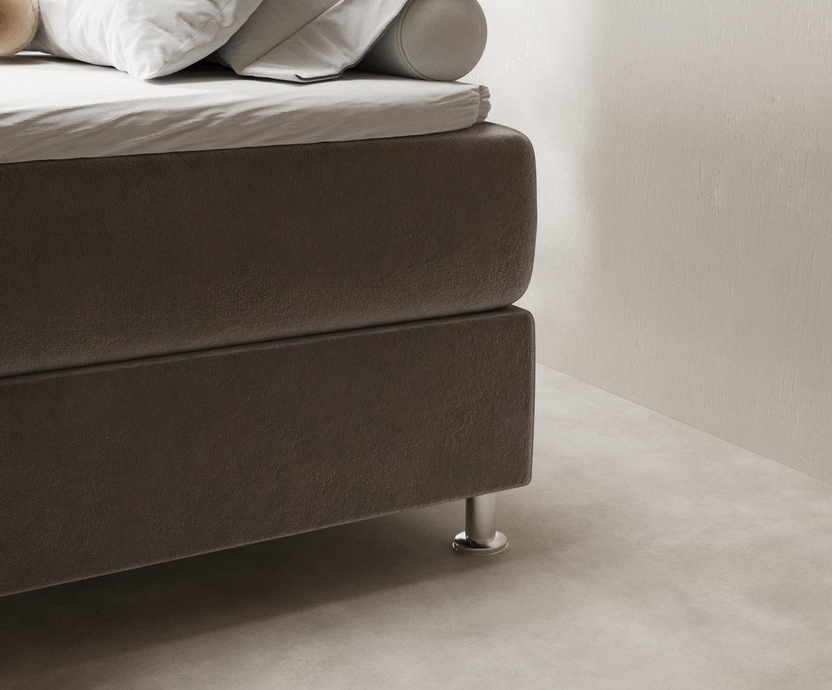 BOXSPRINGBETT Sub Taupe 200/200 cm mit Latex-Topper - Taupe/Silberfarben, Holz/Holzwerkstoff (200/200cm) - Maison de Reve