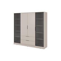 DREHTÜRENSCHRANK - Sevia Kaschmir – mit Vitrinen an den Seiten - Kaschmir, Holzwerkstoff (206/200/51cm) - Möblo