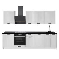 KÜCHENZEILE Fame-Line, Weiß Landhaus/Weiß, 280 cm, AP Anthrazit - Weiß, Holzwerkstoff (280/206.8/60cm) - Vicco