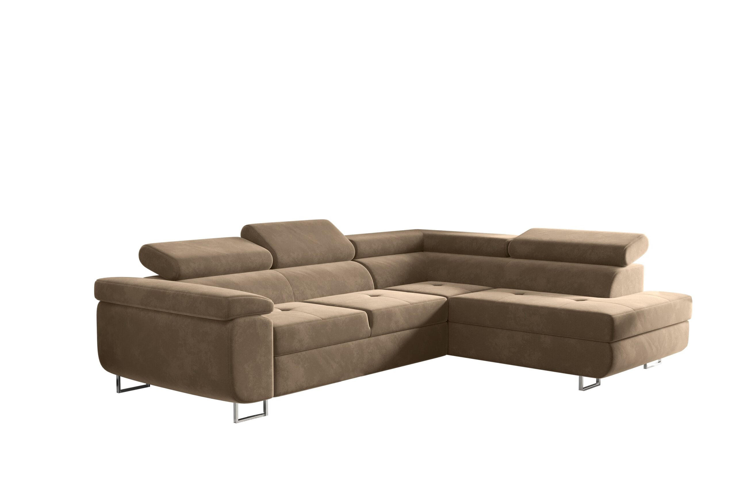 ECKSOFA mit Schlaffunktion und Bettkasten ATOM Hellbraun Rechts - Hellbraun, Holz/Textil (275/202cm) - Kaiser Möbel