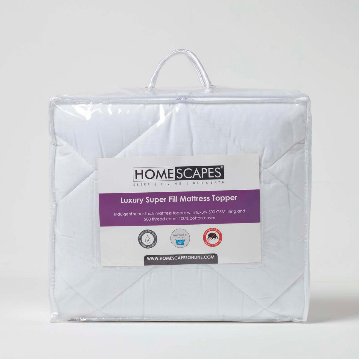 MATRATZENTOPPER Premium 160/200 cm, dicht gefüllte Baumwolle - Weiß, Textil (160/200cm) - Homescapes