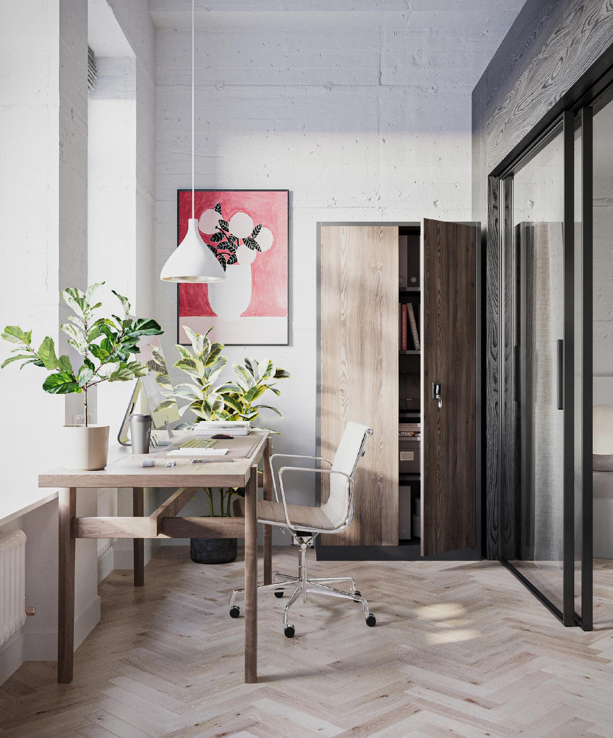 AKTENSCHRANK JAN 185x90x45 cm - Braun/Weiß, Metall (90/185/40cm) - Jan Nowak