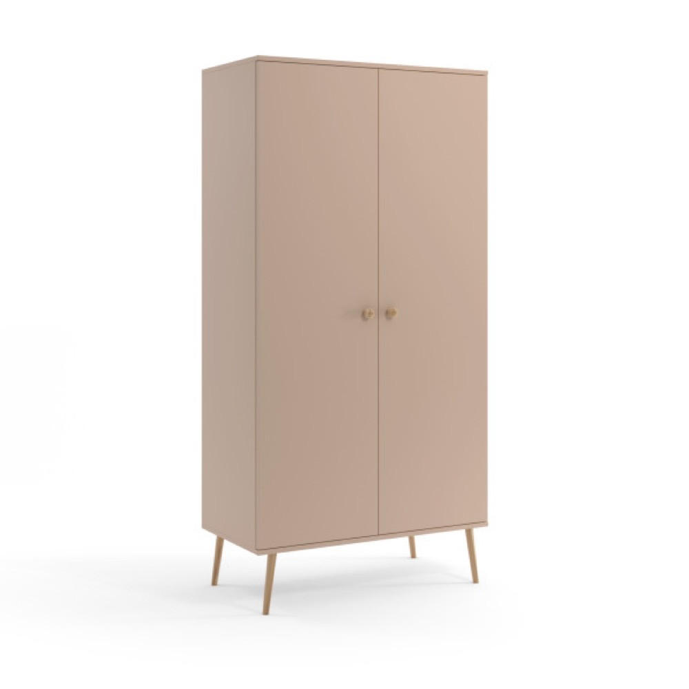 SCHRANK Macchiato Boho Tiefe Holzbeine 2 Regale Und Kleiderstange - Beige, Holzwerkstoff (100/202/52cm) - Sepro Meble