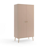SCHRANK Macchiato Boho Tiefe Holzbeine 2 Regale Und Kleiderstange - Beige, Holzwerkstoff (100/202/52cm) - Sepro Meble