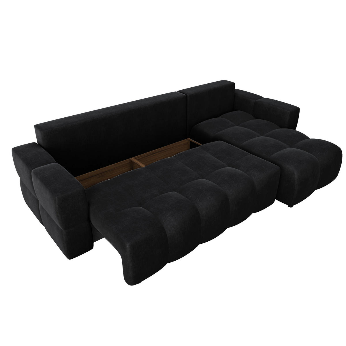 ECKSOFA RECHTS SCHLAFSOFA Mit Stauraum Samt schwarz 286 cm - Anthrazit, Textil (286/169cm) - Sia Home