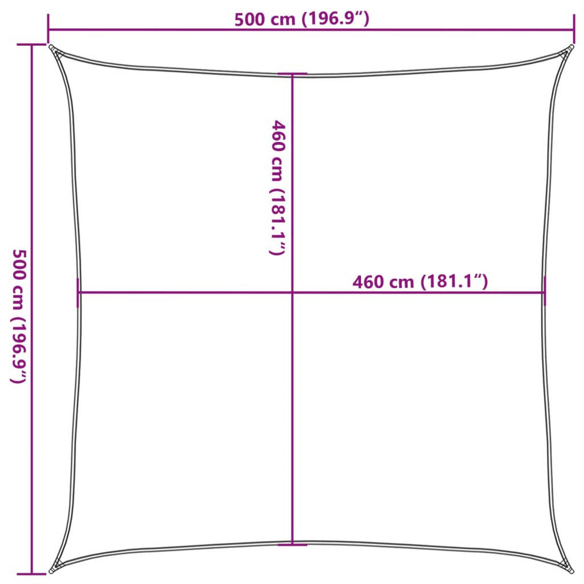 SONNENSEGEL Hellgrau 5/5 M 100% Polyester Oxford - Grau, Textil (500/500cm) - vidaXL