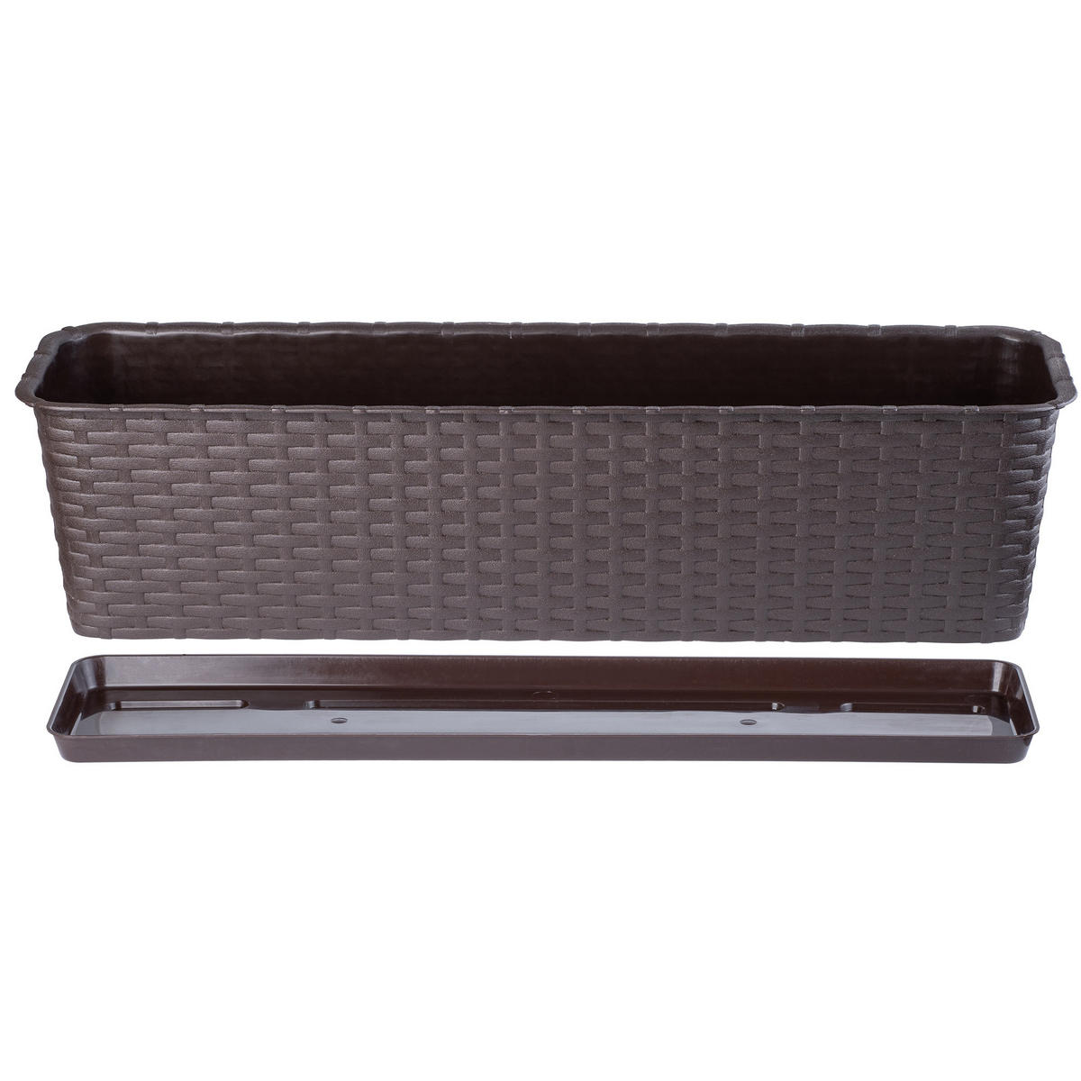 BALKONKASTEN mit Untersetzer 60 cm, Braun - Braun, Kunststoff (17/60cm) - KADAX