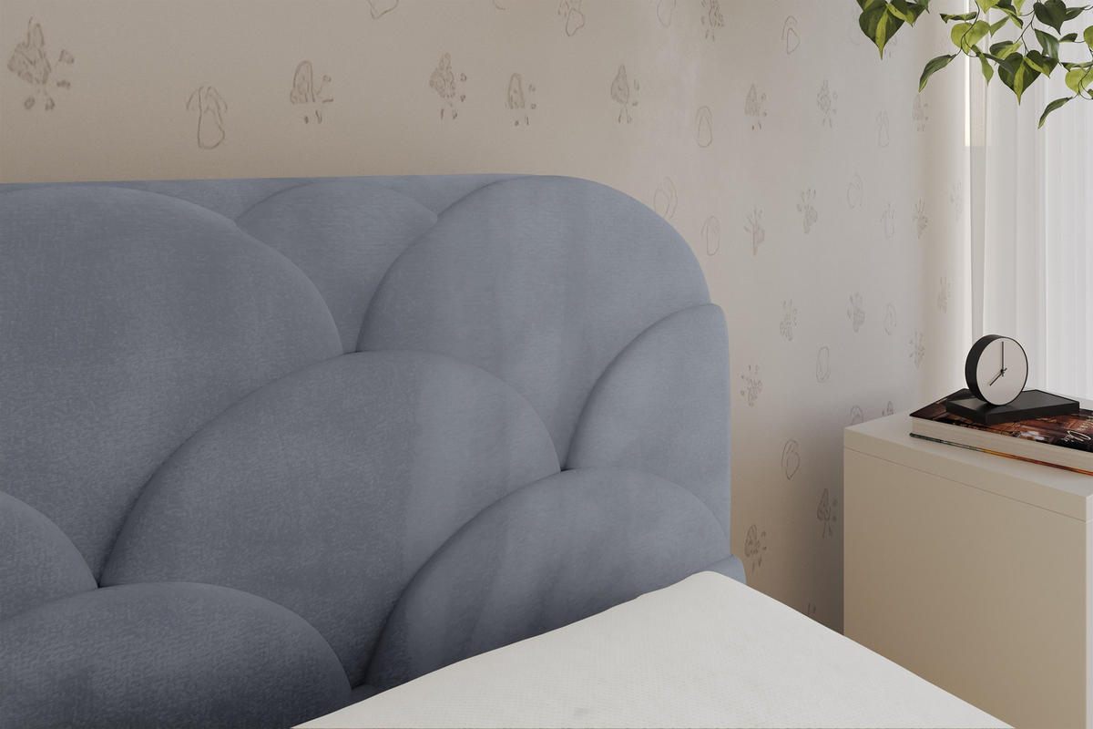 EINZELLBETT Jugendbett mit Bettkasten und Matratze H3/H4, Links - ELRY 90x200 Grau - Grau, Holzwerkstoff/Textil (90/200cm) - ALTDECOR