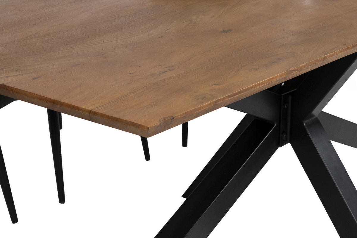 ESSTISCH ABBY - Schwarz/Braun, Holz/Metall (100/220/77cm) - SAM