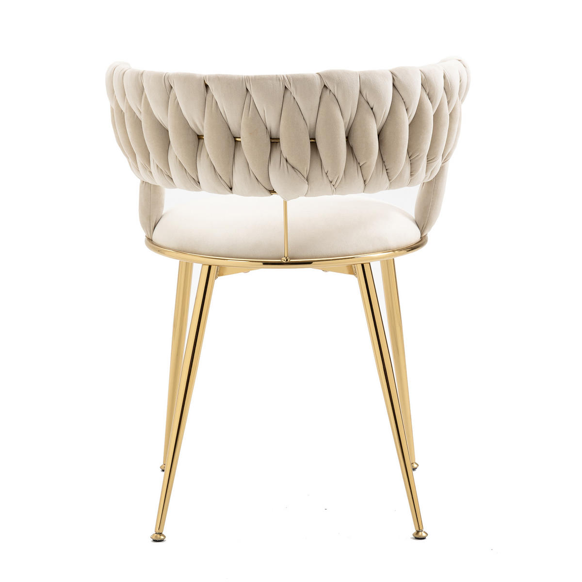 JÍDELNÍ ŽIDLE sada 2 ks samet slonová kost a zlato s pleteným opěradlem - magnolie, textil (57/70/43cm) - Urban Meuble