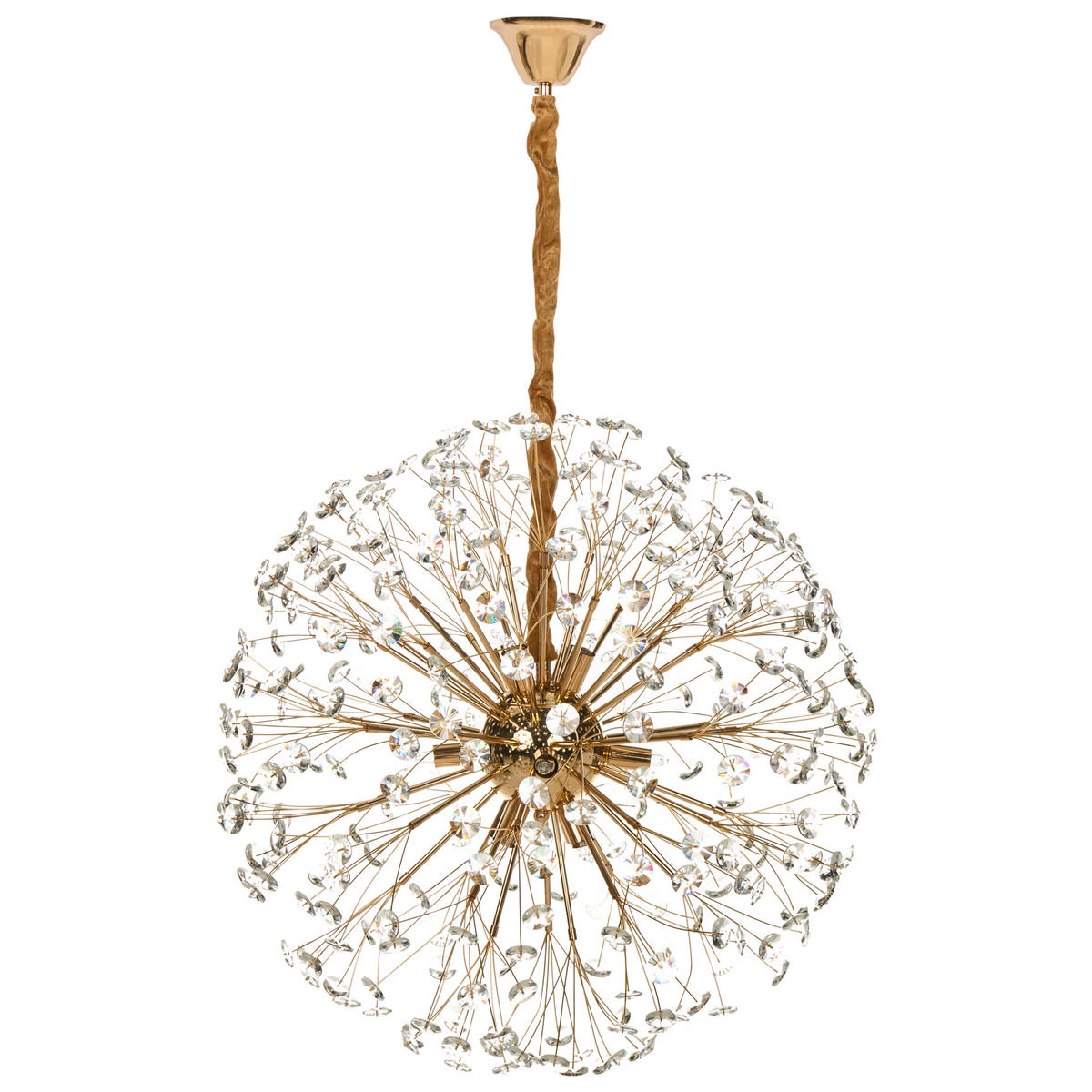 KRONLEUCHTER Glas Messing Timane - Transparent/Goldfarben, Glas (60/60/90cm) - Beliani