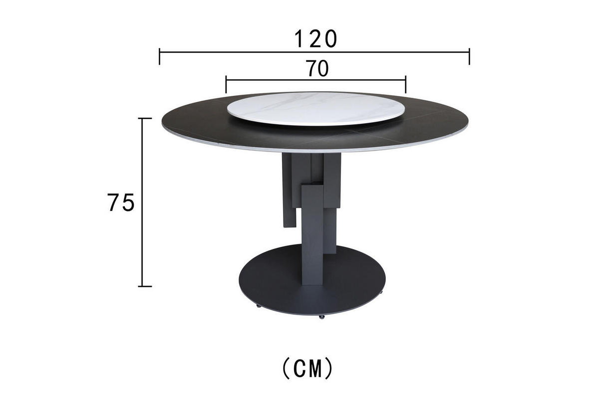ESSTISCH MODIG Schwarz 120x120x75 cm - Schwarz, Stein (120/120/75cm) - FURNLUX