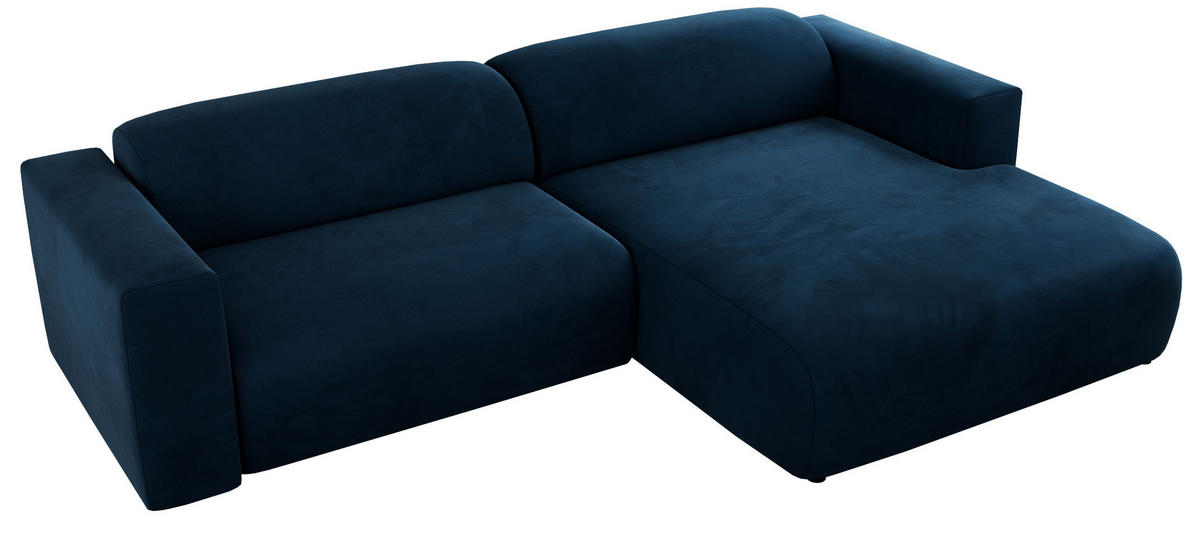 ECKSOFA PASADENA Dunkelblau Velvet - Rechts Seite - Schwarz/Dunkelblau, Kunststoff/Textil (180/288cm) - MKS