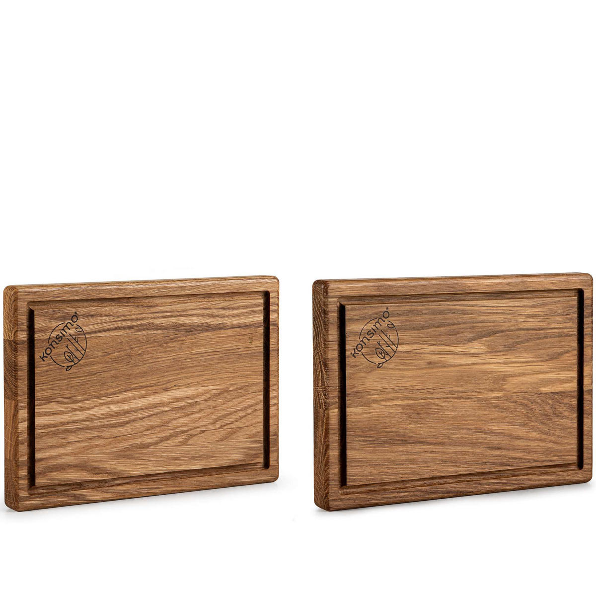 SCHNEIDEBRETTER SOLIDA 4-tlg - Eichefarben/Braun, Holz (15/22cm) - KONSIMO®