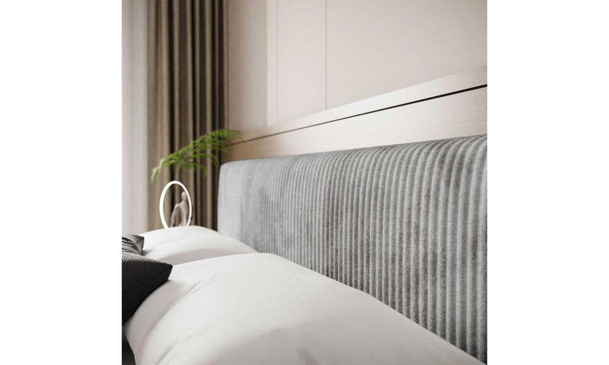 POLSTERBETT TILIA LUX 160x200 cm Tilia 86, 34 Holzlatten, Kopfteil 95 cm - Hellgrau, Textil (160/200cm) - Lookway
