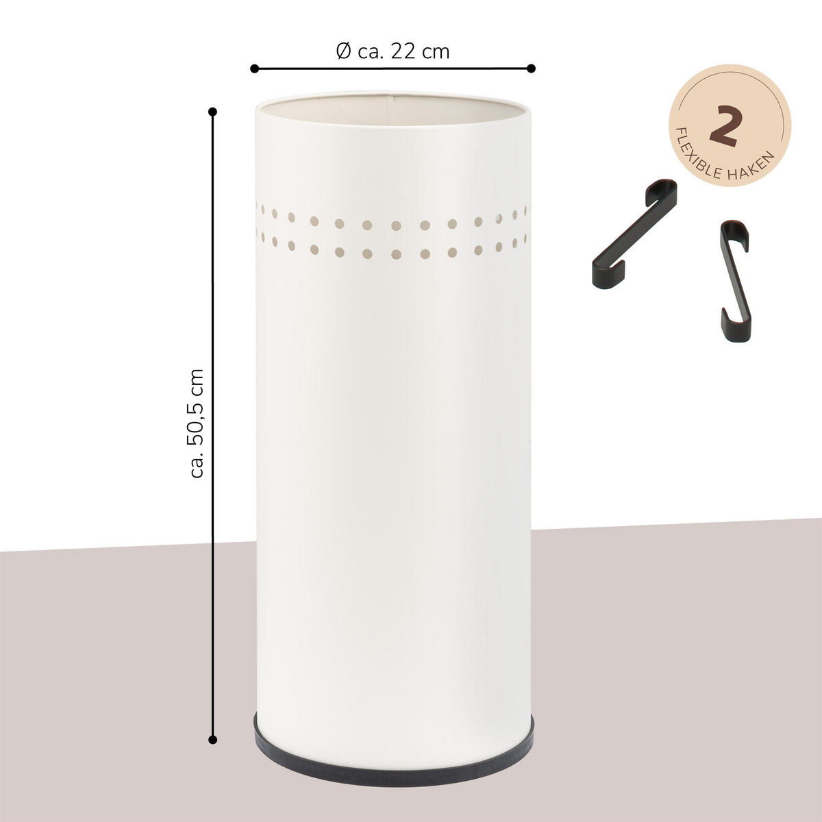 SCHIRMSTÄNDER, mit Abtropfschale, Metall, weiß - Weiß, Metall (22/50.5/22cm) - bremermann