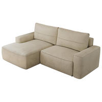 ECKSOFA BELLUNO L Beige Velvet - Links - Beige/Schwarz, Textil (144/233cm) - MKS