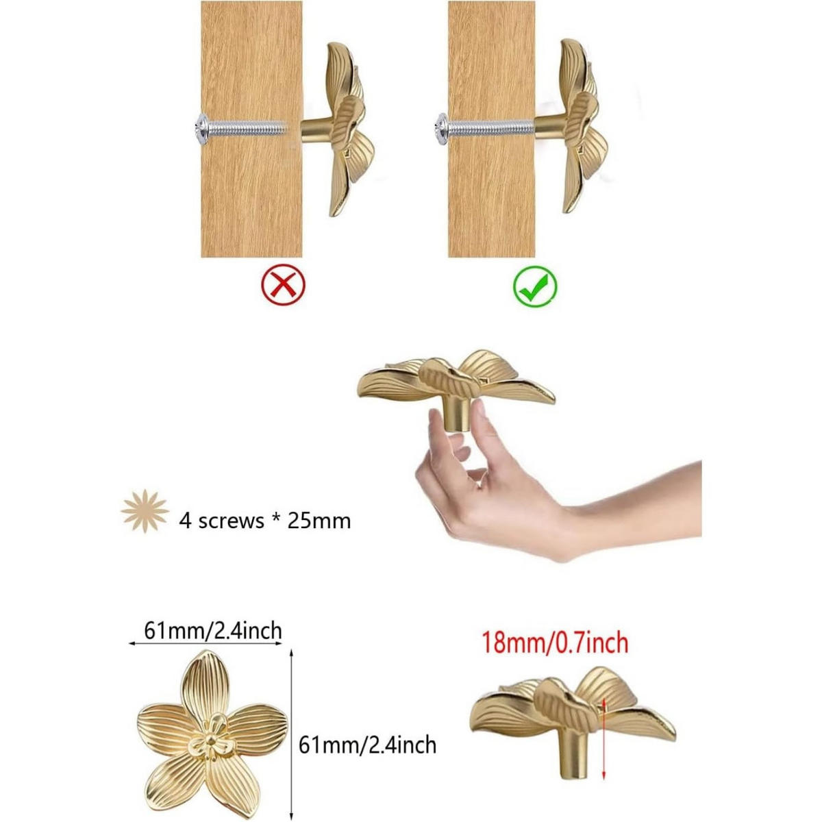 SCHRANKKNOPF Gold 2er-Set - Goldfarben, Metall (1.8/1.8/6.1cm)