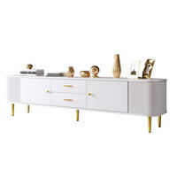 TV-SCHRANK aus MDF 170x34x45 cm Weiß mit 2 Schubladen, 2 Türen und abgerundeten Kanten - Weiß, Holzwerkstoff (170/45/34cm) - Modfu