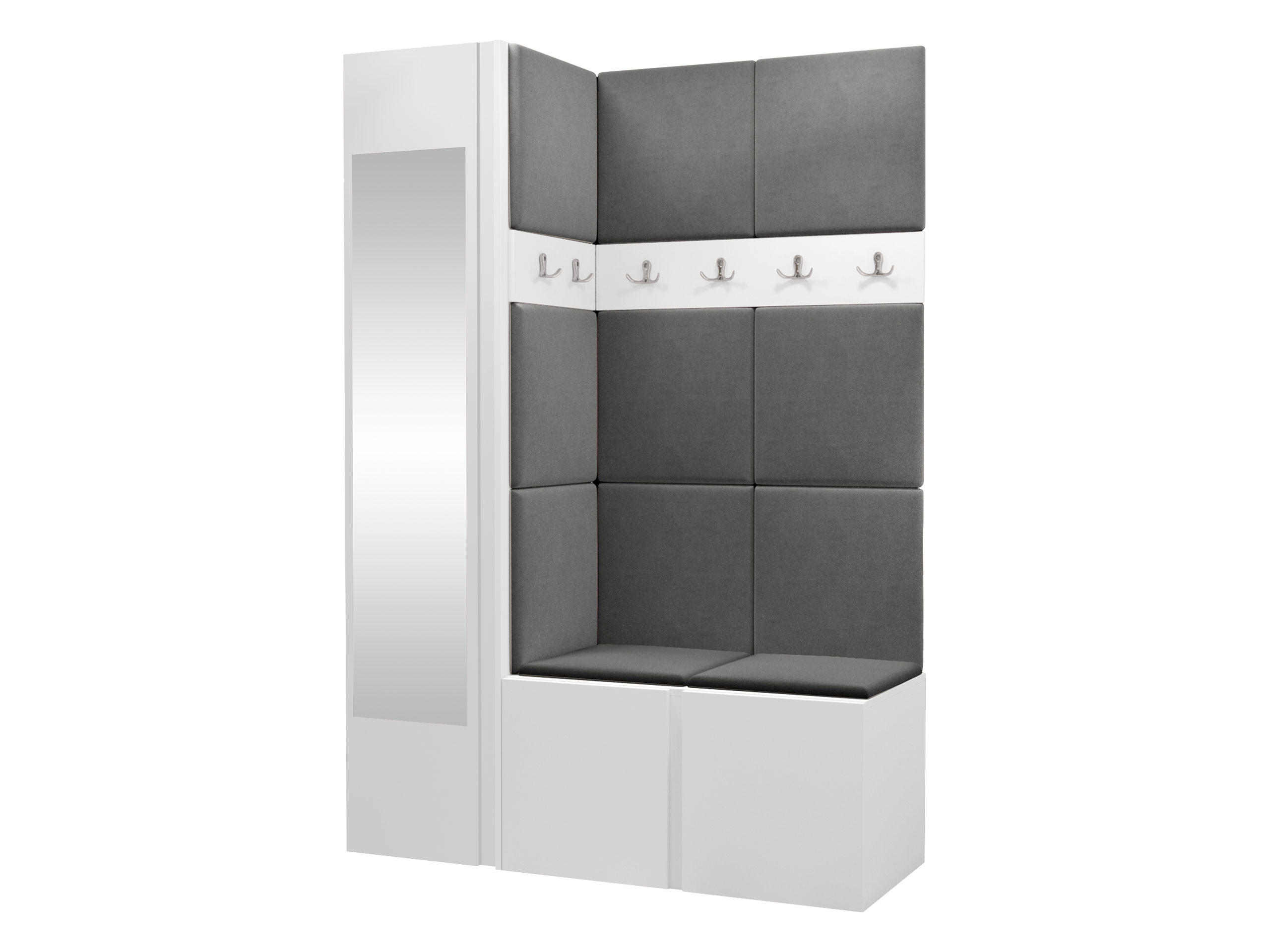 GARDEROBEN-SET Orion X - Weiß/Grau, Holzwerkstoff/Kunststoff (124/186/46cm) - MIRJAN24