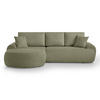 ECKSOFA Teddy L Hellgrün, Bouclé-Stoff, links - Schwarz/Hellgrün, Textil (270/170cm) - Beautysofa