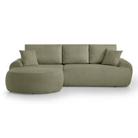 ECKSOFA Teddy L Hellgrün, Bouclé-Stoff, links - Schwarz/Hellgrün, Textil (270/170cm) - Beautysofa