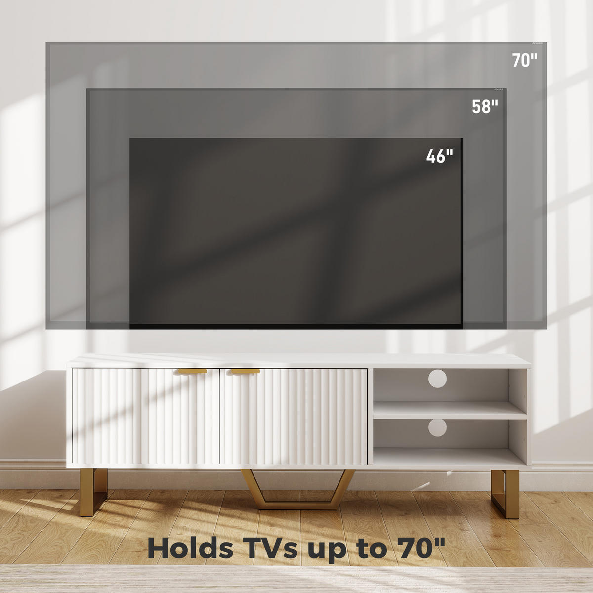 TV-ELEMENT PANG-M4K9B2 - Goldfarben/Ahornfarben, Holz/Metall (39/47/140cm) - PANGIVO