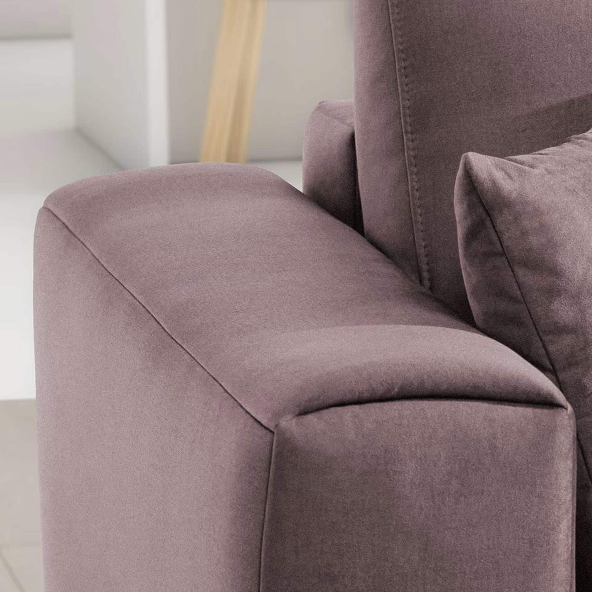 ECKSOFA mit Schlaffunktion und Bettkasten, Loco-Stoff - Flieder/Schwarz, Textil/Metall (289/190cm) - Eltap