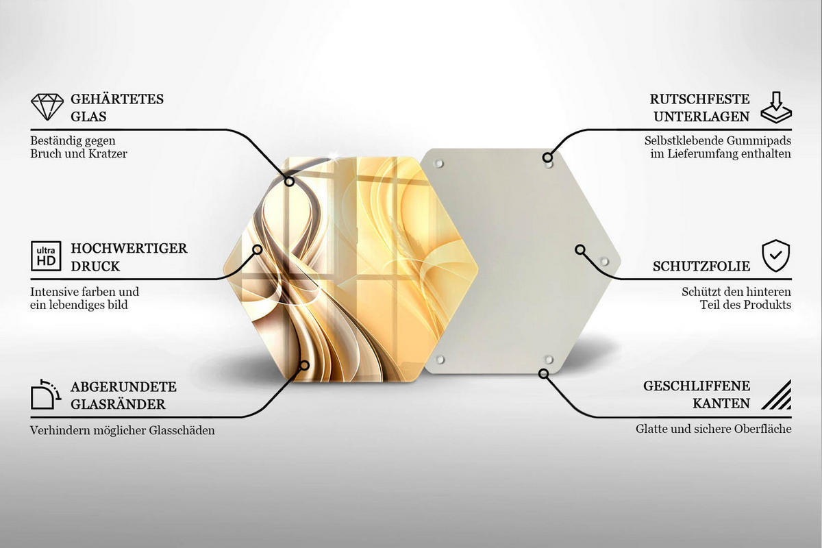 GLASPLATTE 40 cm Rauch Abstraktion - Dunkelgelb, Glas (40/40cm) - Wallfluent