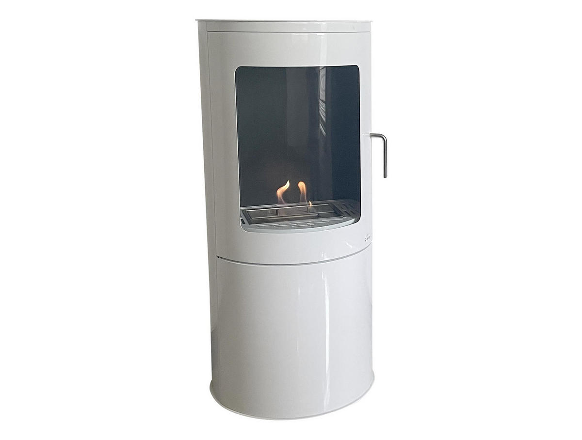 BIOETHANOL-OFEN Weiß inklusive 1.5 L-Tank und 3 kW Leistung - Weiß, Metall (44/96/30cm) - Purline