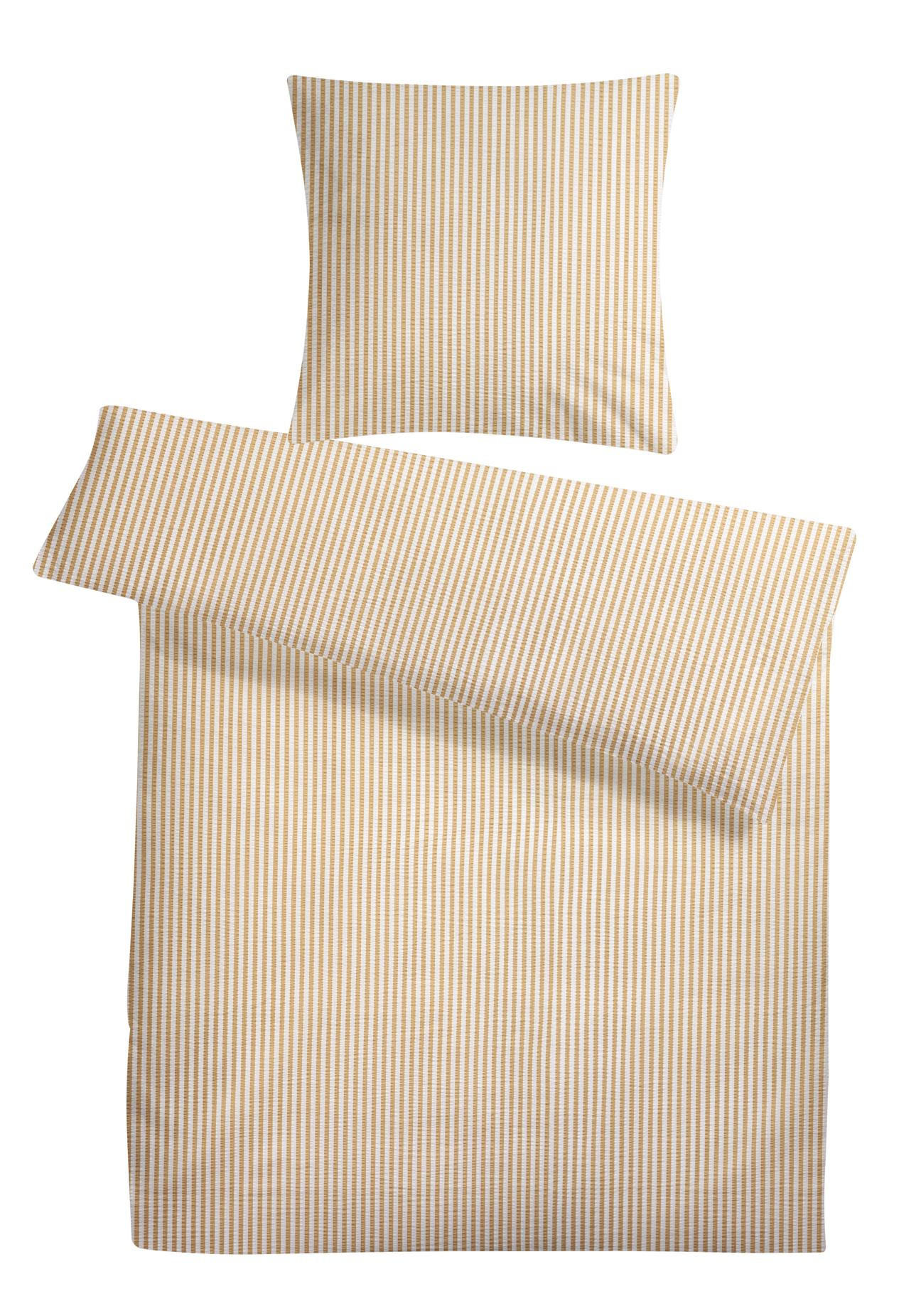 SEERSUCKER-BETTWÄSCHE 135x200 gestreift Sommer Bettbezug Bügelfrei aus 100% Baumwolle, Bettbezüge Streifen Muster Creme - Weiß, Textil (135/200cm) - Carpe Sonno