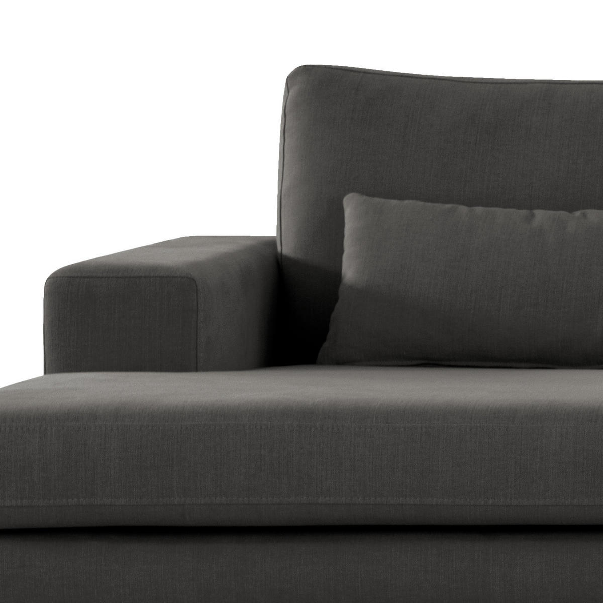 WOHNLANDSCHAFT mit Longchair - Eichefarben/Anthrazit, Naturmaterialien/Eichenholz (371/81/219cm) - home24