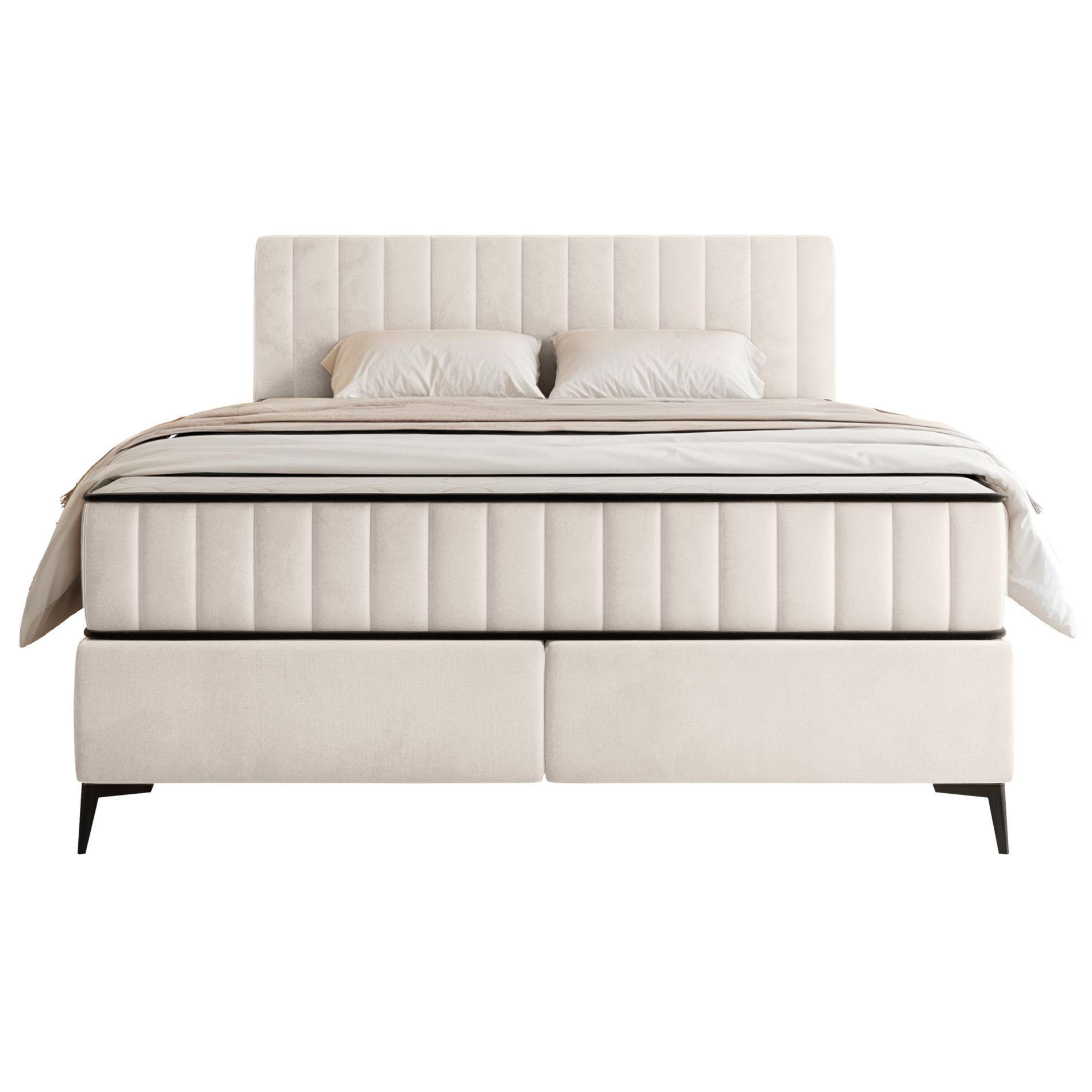 BOXBETT Mufasso Creme Samtbezug 140x200 cm - Creme/Schwarz, Textil/Metall (140/200cm) - Selsey