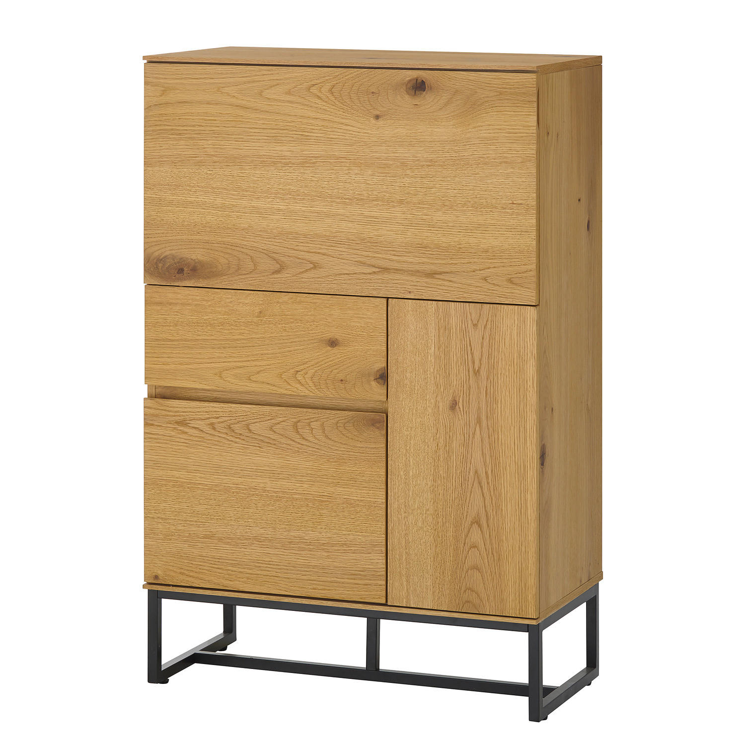 SEKRETÄR - Echtholzfurnier / Eisen - Eiche / Schwarz - Braun, Holzwerkstoff/Metall (40/75/115cm) - home24