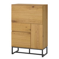 SEKRETÄR - Echtholzfurnier / Eisen - Eiche / Schwarz - Braun, Holzwerkstoff/Metall (40/75/115cm) - home24