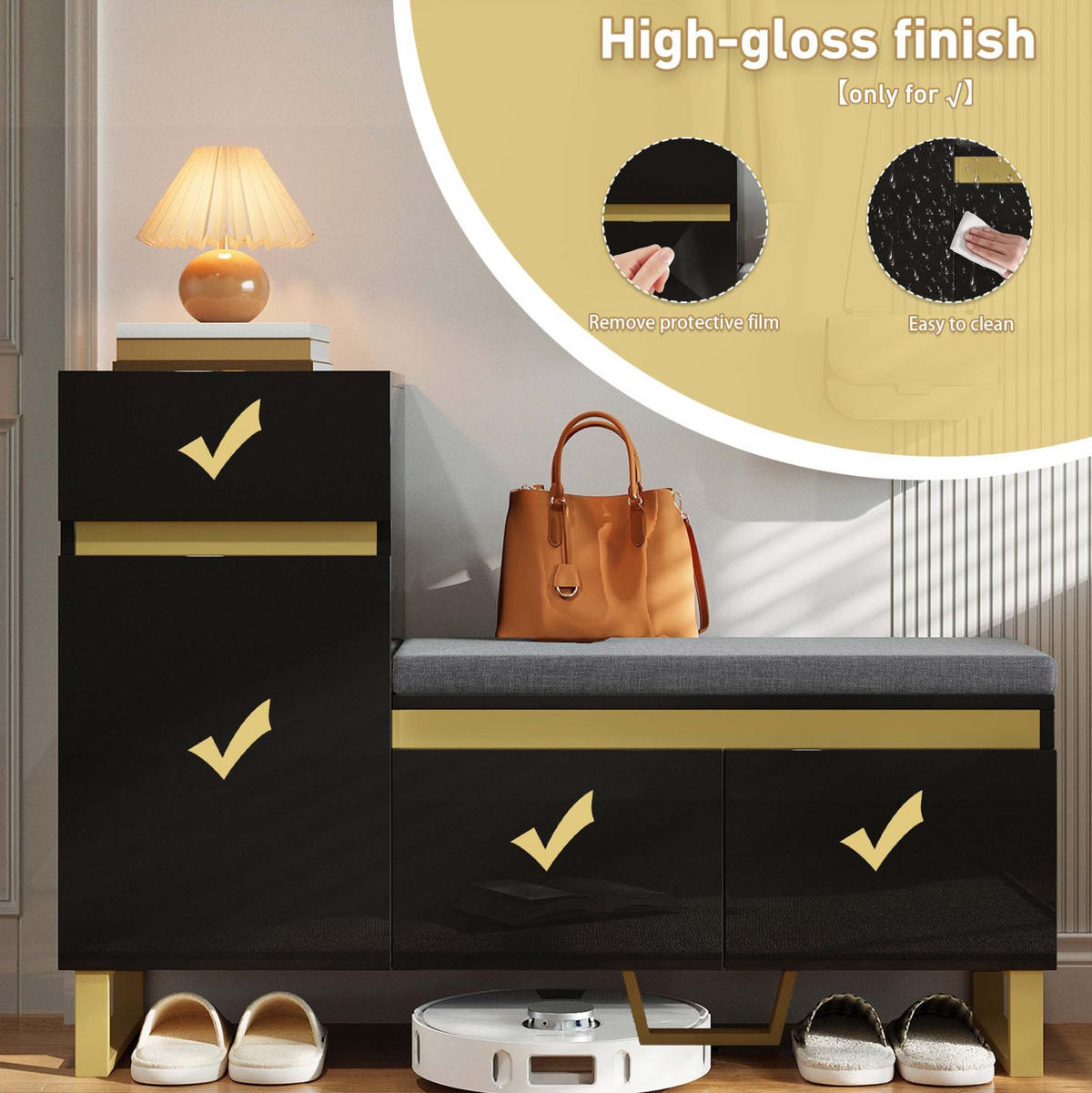 SCHUHSCHRANK 120/85/35 cm Schwarz aus MDF mit Sitzkissen - Schwarz, Holzwerkstoff (120/85/35cm) - OKMYHOME