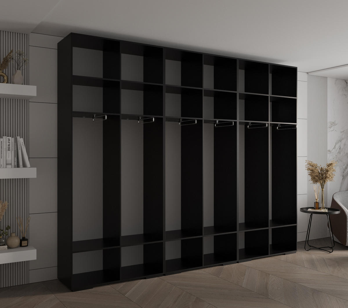 DREHTÜRENSCHRANK 236.7/300/47 6-türig - Goldfarben/Schwarz, Holz/Metall (300/236.7/47cm) - Abiks Möbel