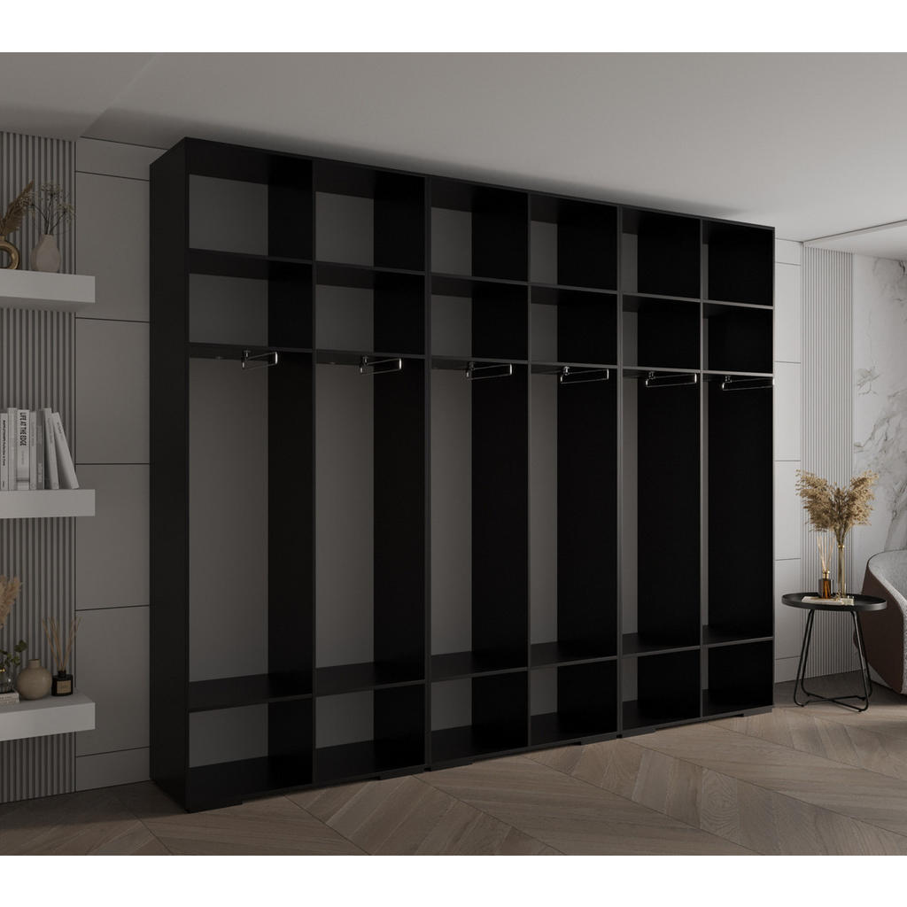 Thumbnail - Möbel Kryspol Drehtürenschrank, Schwarz, Metall, Nachbildung, 300x236.7x47 cm, Schlafzimmer, Kleiderschränke, Drehtürens...
