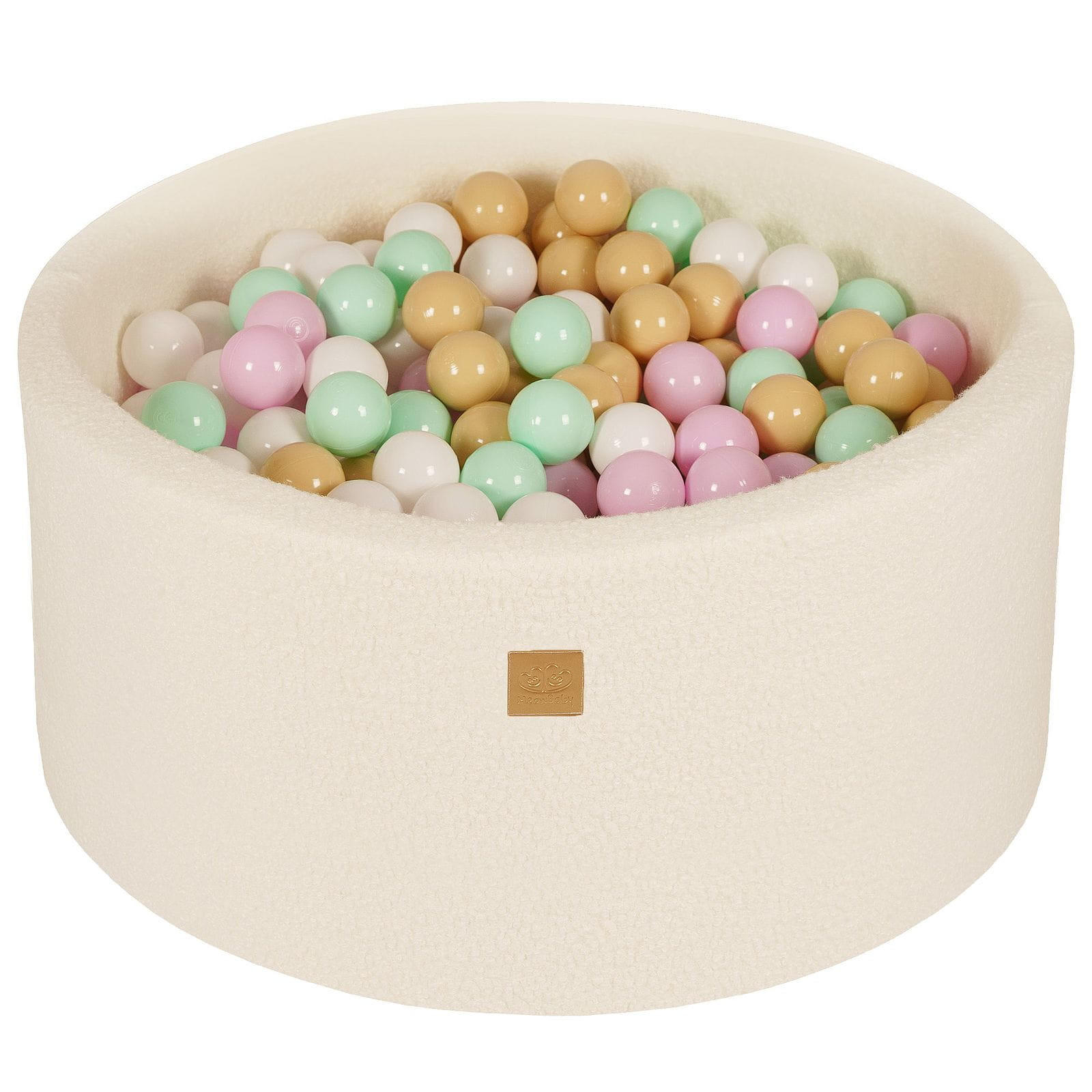 BÄLLEBAD für Kinder, Boucle, Weiß - Hellrosa/Beige, Textil (90/90/40cm) - MeowBaby