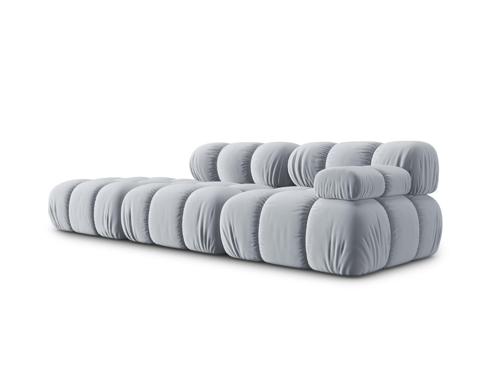 MODULARES-SOFA links Bellis aus Samt hellblau 4 Sitzplätze - Hellblau, Textil (94/63/282cm) - Micadoni
