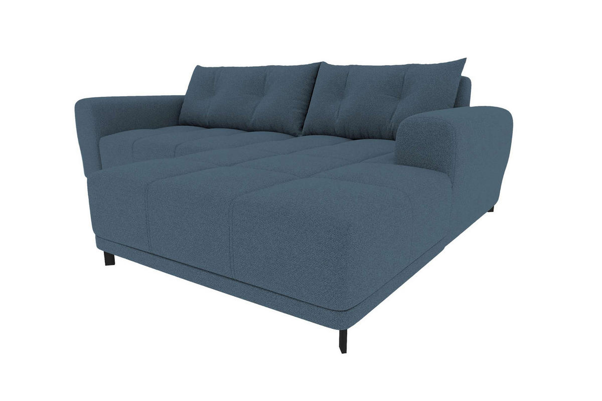 ECKSOFA Massimo Strukturstoff Dunkelblau inkl. Schlaffunktion Rechts - Schwarz/Dunkelblau, Textil/Metall (246/177cm) - 99rooms