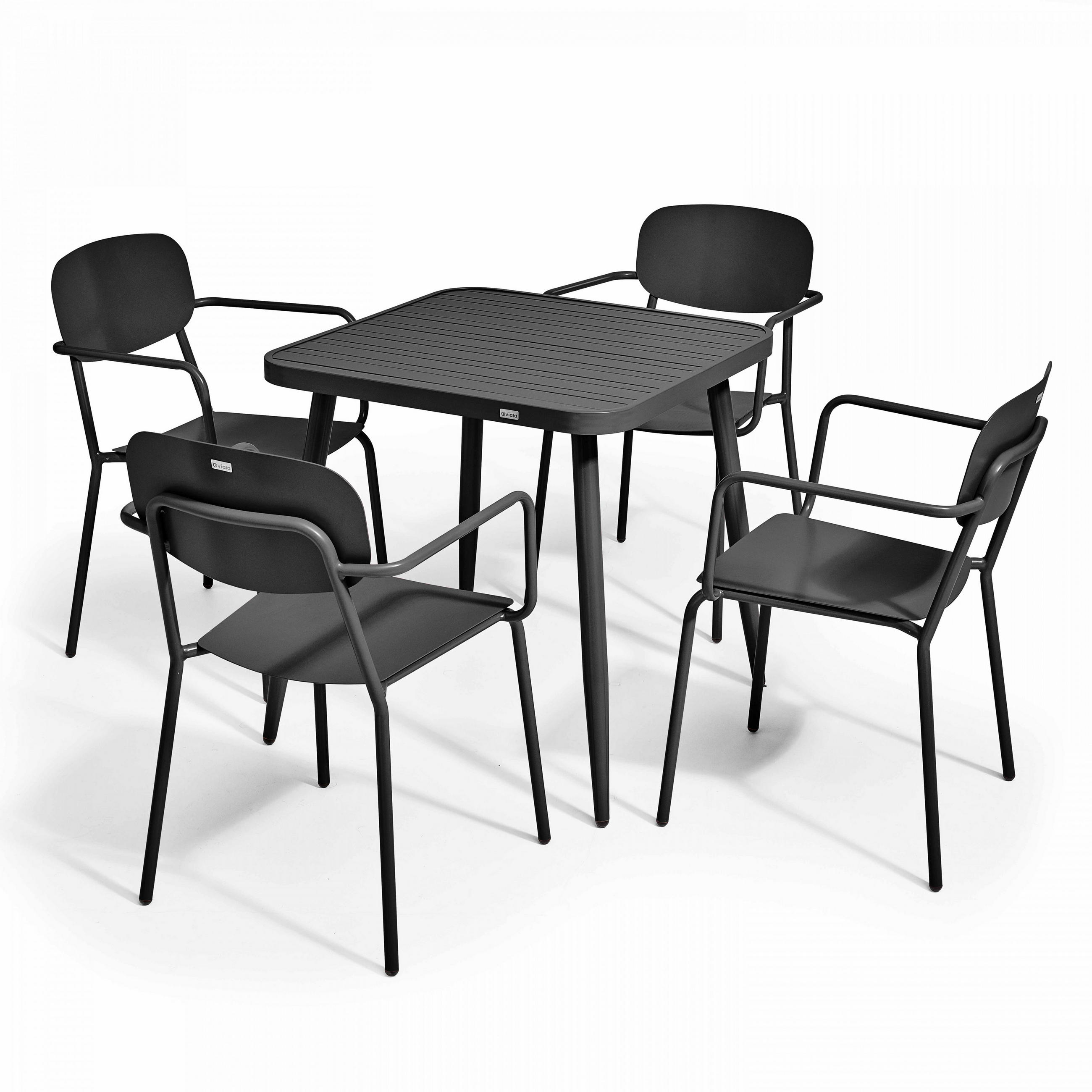 GARTENSET 5-tlg., Grau/Schwarz - Schwarz, Metall - Oviala