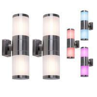 LED AUSSEN-WANDLEUCHTE Edelstahl Silber 2er Set - Silberfarben, Metall (15.5/38/15.5cm) - Globo Lighting