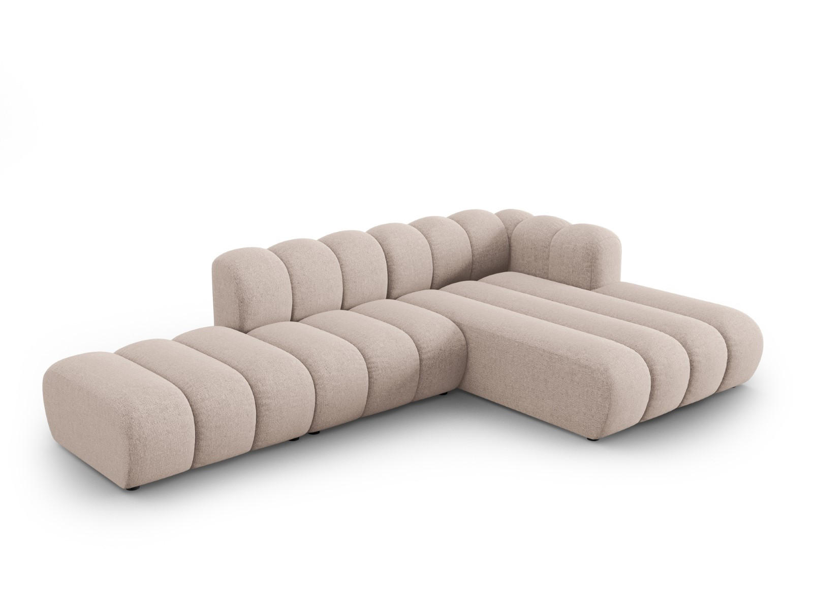 ECKSOFA modular rechts Lupine aus Chenille-Stoff beige 5 Sitzplätze - Beige, Textil (177/299cm) - Micadoni