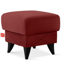 HOCKER GUSTAVO III Fußstütze, Velours, Bordeaux - Bordeaux, Holz/Holzwerkstoff (53/49/53cm) - KONSIMO®