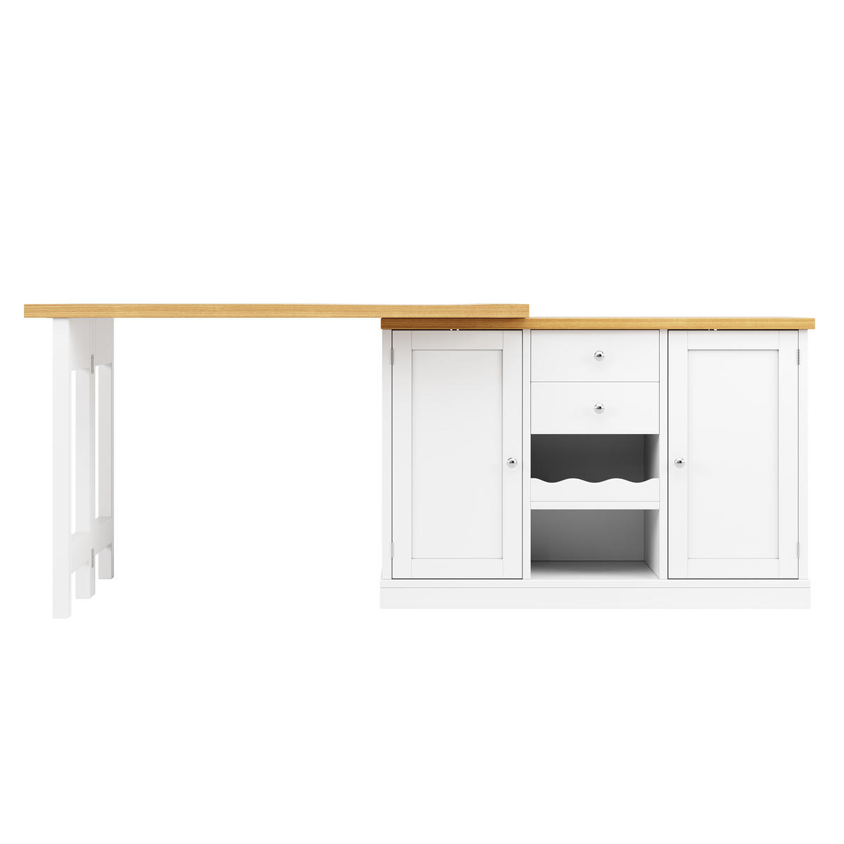 ESSTISCH Ausziehbar 120–197cm 360° Weinregal Stauraum - Weiß, Holzwerkstoff (40/120/74cm) - FLIEKS