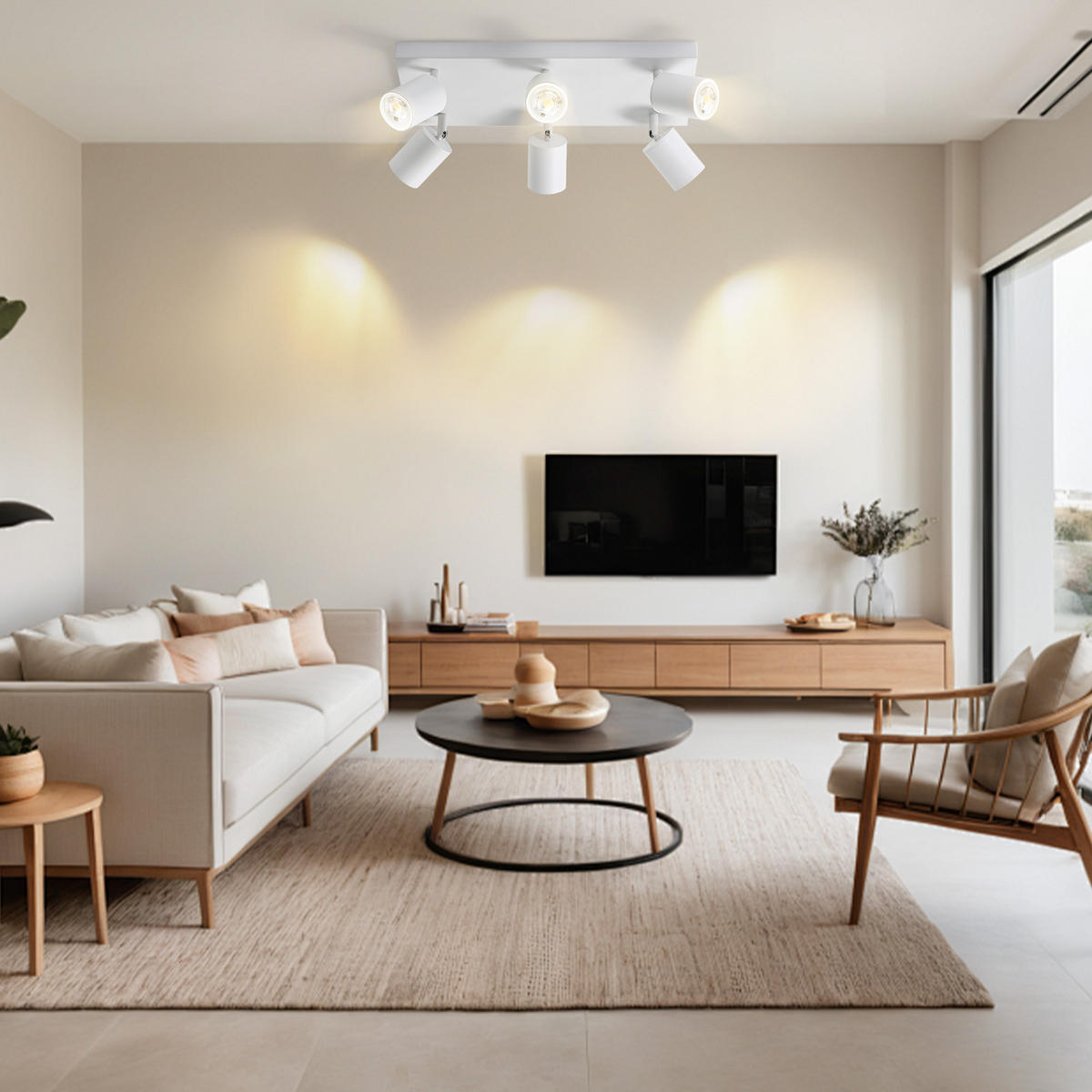 STRAHLER Beeskow 6-flammig 40/20/14.4 cm - Weiß, Metall (40/20/14.4cm) - Nettlife